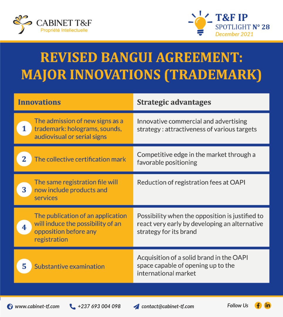 Accord de bangui revisé: innovations majeures (la marque)